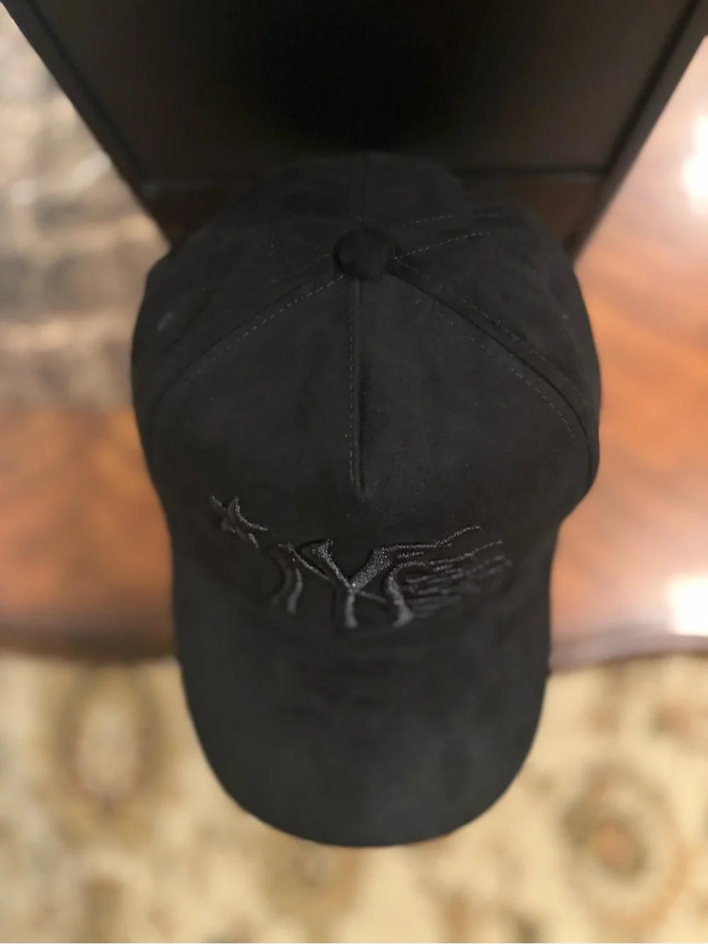 New York Yankees All Black Suede With Red Under Visor SnapBack Hat
